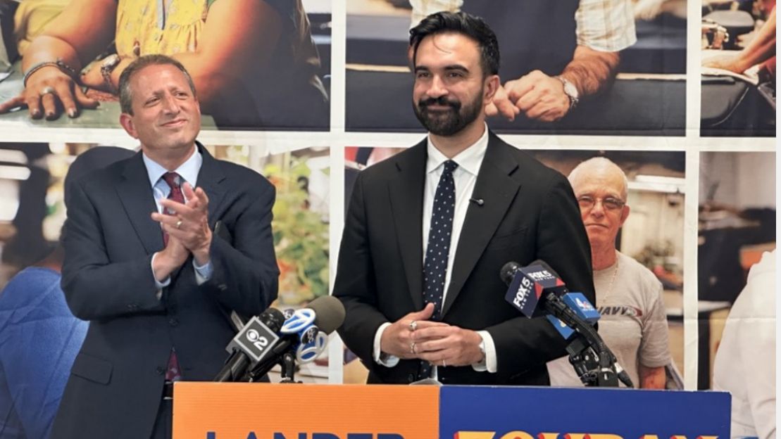 Mayoral candidates Zohran Mamdani and Brad Lander joined forces Friday, cross-endorsing each other ahead of the June 24 primary. (Spectrum News NY1/Tyler Buesching)