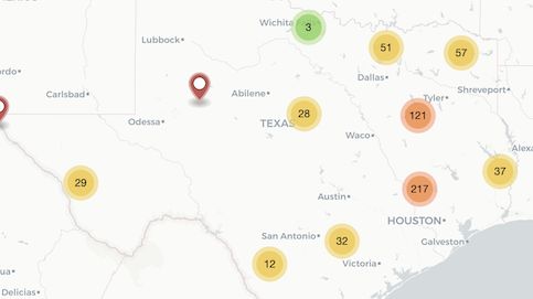 A map on the Lynching in Texas website shows the number of cases researchers have documented to show more details about these horrific crimes. (Photo courtesy of LynchinginTexas.org)