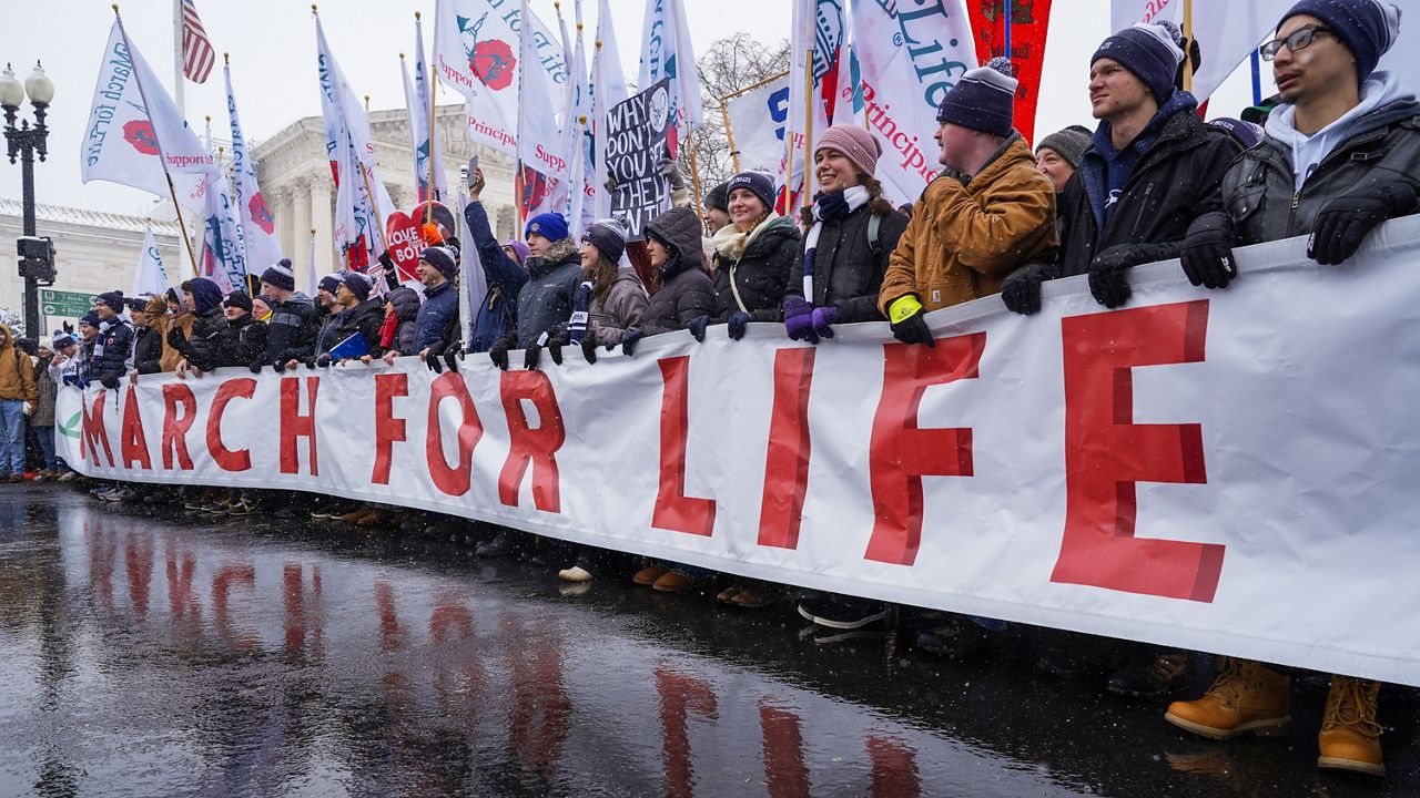 Anti Abortion Activists Bear Snow At Annual March For Life   March For Life AP 24019731164392 NAT 0119