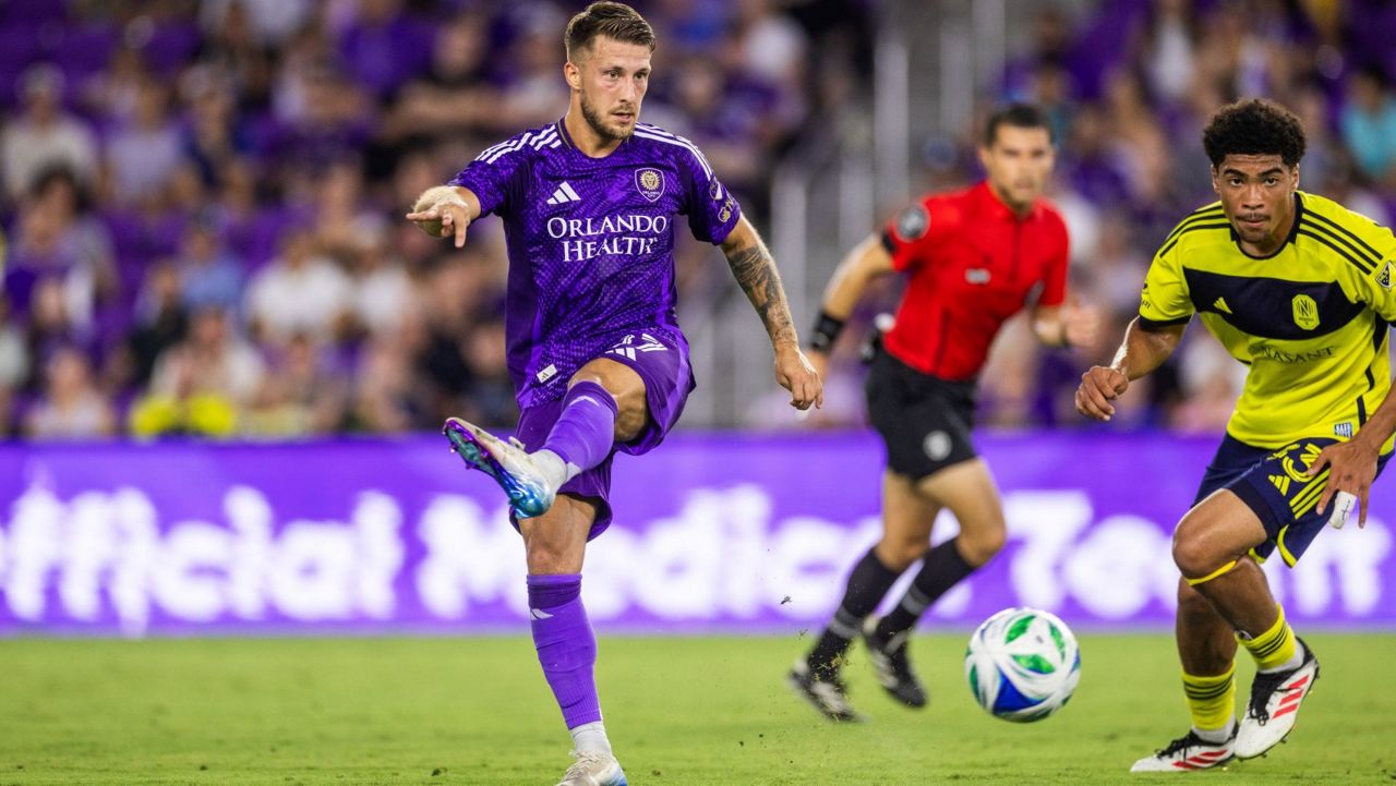 Forward Marco Pašalić (left) scored a goal and assisted on another in Orlando City's 3-2 loss on May 21, 2025 in the round of 16 of the 2025 Lamar Hunt U.S. Open Cup. (Orlando City Soccer/Mark Thor)
