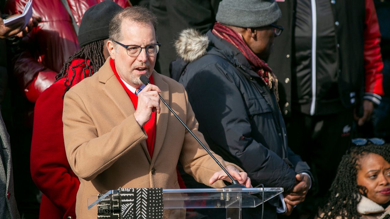 Manhattan Borough President Mark Levine speaks in New York City on Monday, December 19, 2022.