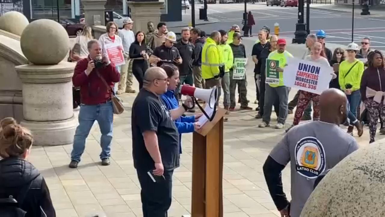 Local unions hold May Day rally outside Worcester City Hall