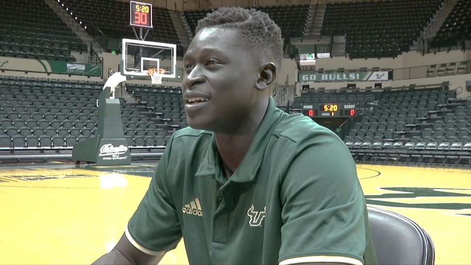 USF's Mayan Kiir living dream as a college basketblal player. 