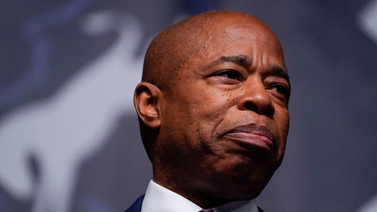 New York City Mayor Eric Adams speaks during a press conference on Thursday, Feb. 8, 2024 in New York.