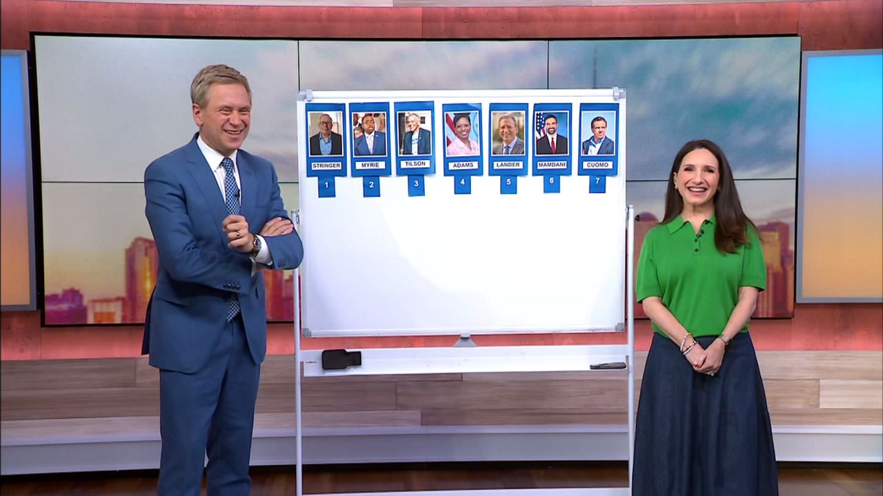 In a random selection process Thursday morning, NY1 political director Bob Hardt joined “Mornings On 1” anchors Pat Kiernan and Jamie Stelter to reveal the order in which candidates will speak during the final mayoral debate. (Spectrum News NY1)