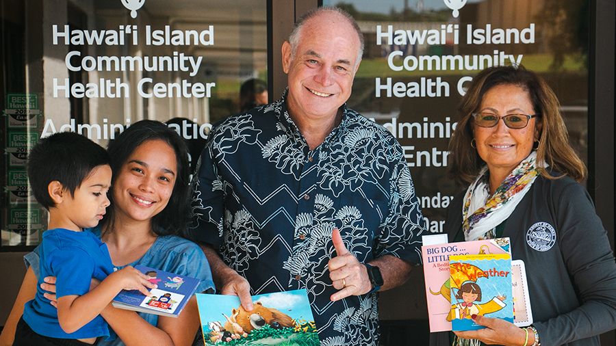 Pictured left to right: Dr. Anglea Lind and son Mario, Mayor Mitch Roth and Early Childhood Resource Coordinator Angela Thomas. (Photo courtesy of County of Hawaii)