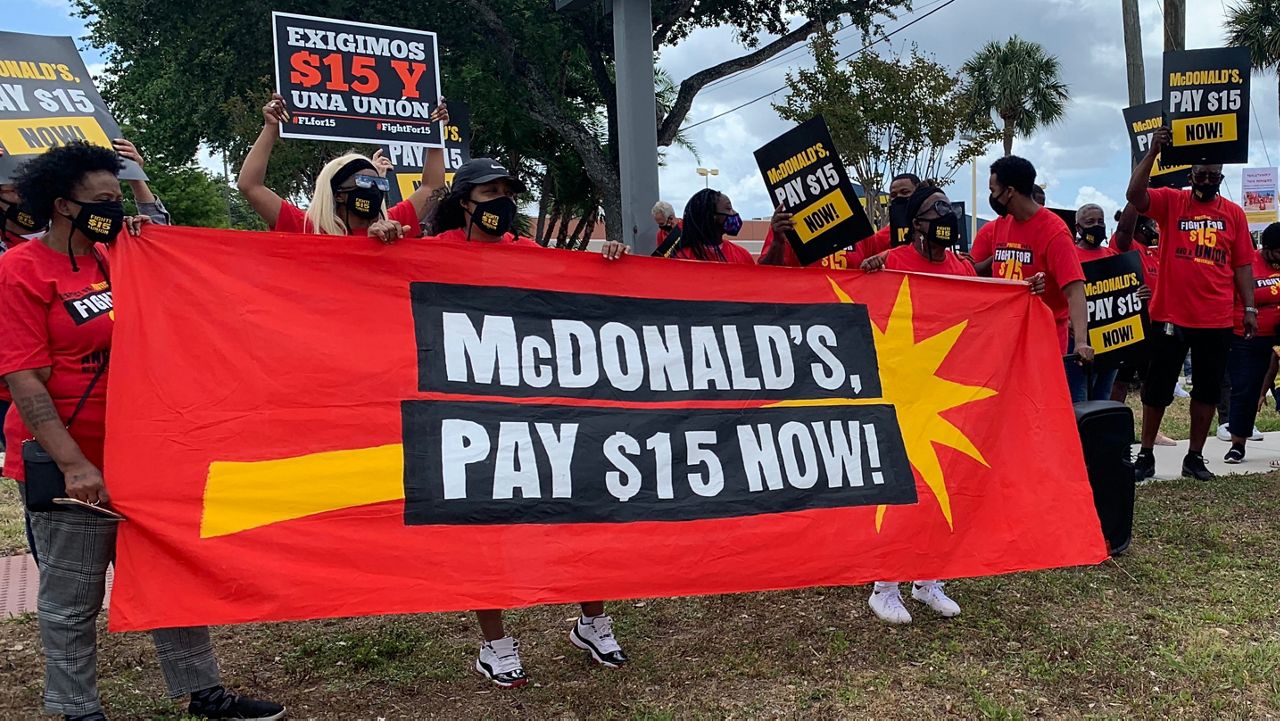 McDonald's employees in Tampa strike in fight for 15 Bay News 9