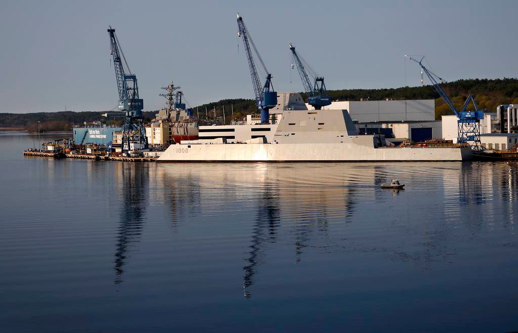 The Zumwalt pictured at Bath Iron Works in Bath, Maine. (Robert F. Bukaty/Staff Photographer for the Associated Press)