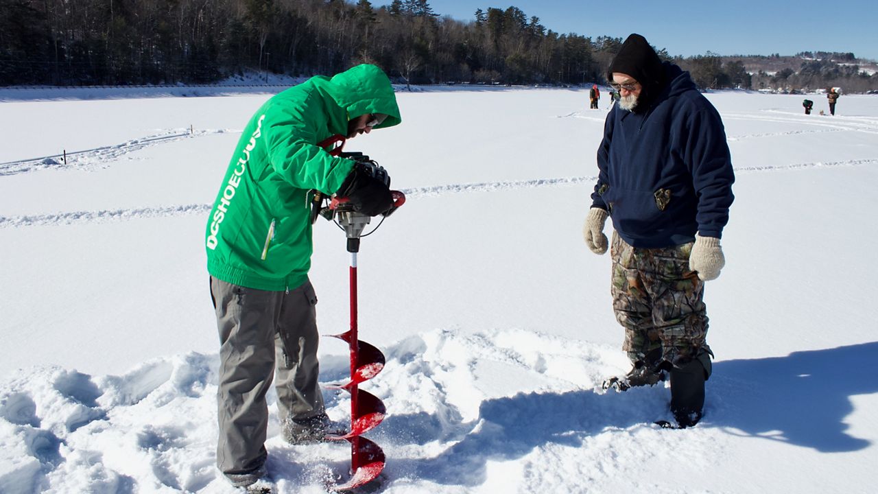 Ice fishing in Western Maine