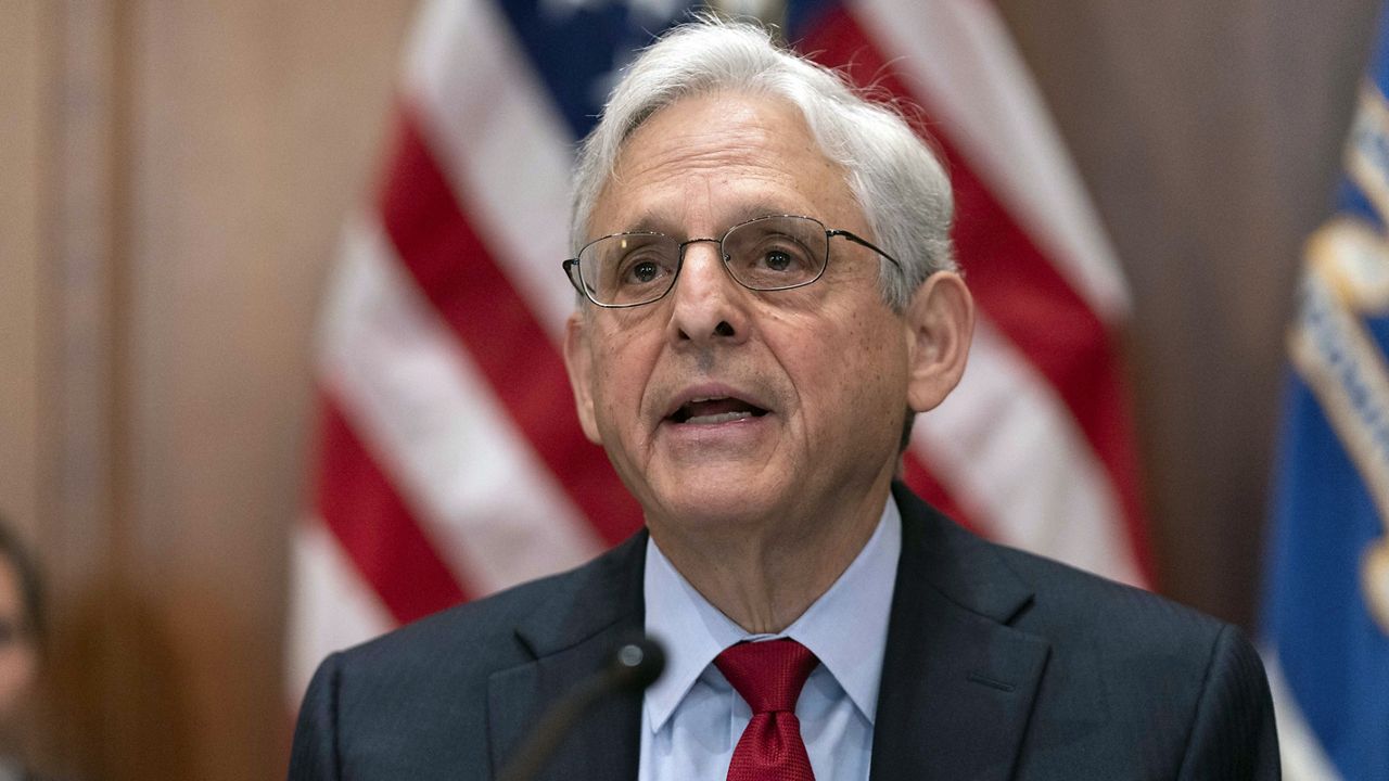 Attorney General Merrick Garland speaks during a meeting with all of the U.S. Attorneys to discuss violent crime reduction strategies at the Department of Justice in Washington, Wednesday, June 14, 2023. (AP Photo/Jose Luis Magana)