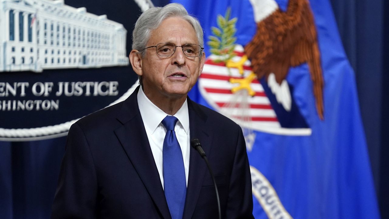 Attorney General Merrick Garland speaks at the Department of Justice, on Aug. 11, 2023, in Washington. (AP Photo/Stephanie Scarbrough)