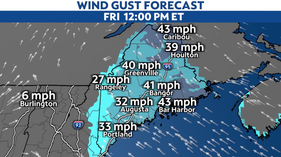 Heavy rain and gusty winds hit Maine on Friday