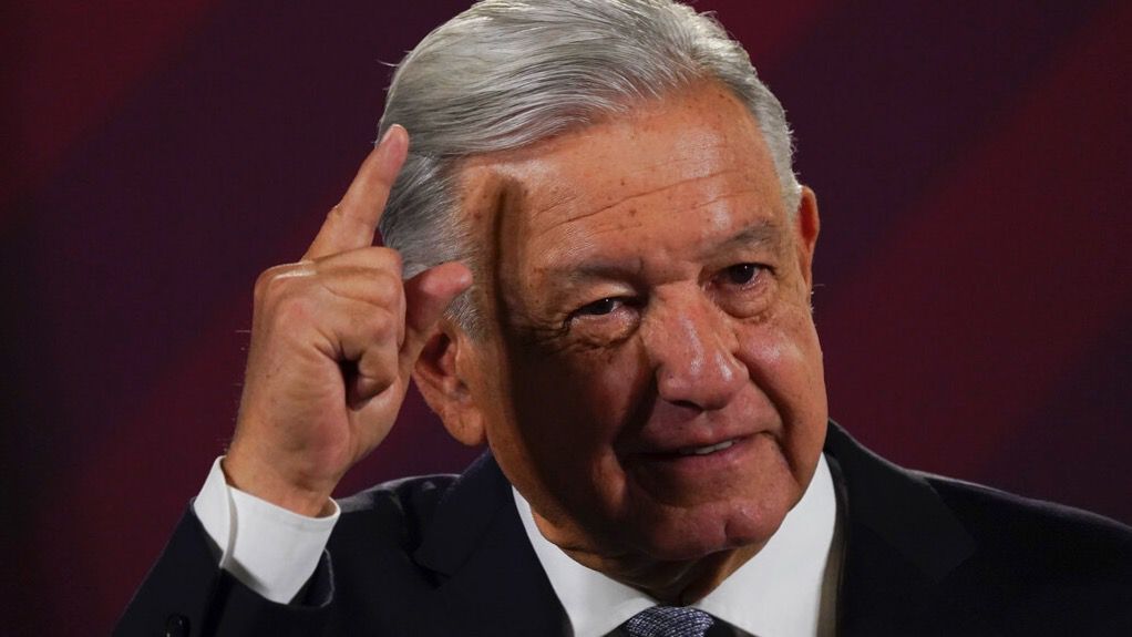 Mexican President Andres Manuel Lopez Obrador gives his regularly scheduled morning press conference at the National Palace in Mexico City, Tuesday, Feb. 28, 2023. (AP Photo/Marco Ugarte)