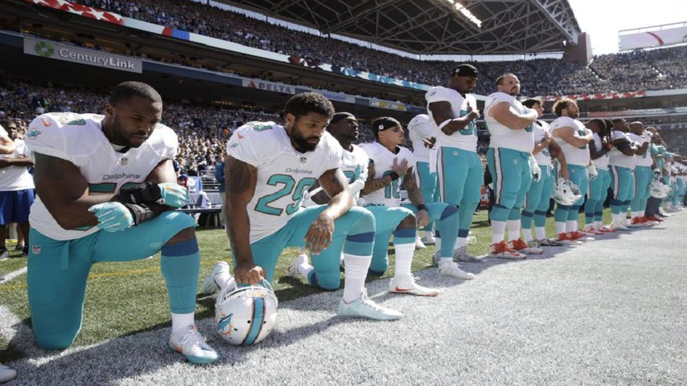 The NFL's two-month old national anthem policy is on hold.