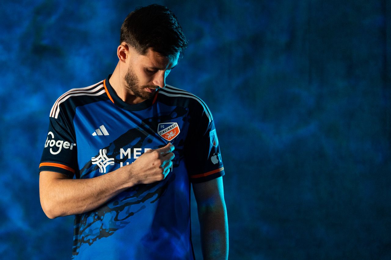 FC Cincinnati player Matt Miazga models the new FC Cincinnati. (Photo courtesy of FC Cincinnati)