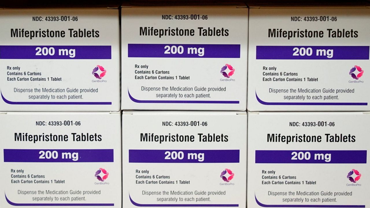 Boxes of the drug mifepristone line a shelf at the West Alabama Women's Center in Tuscaloosa, Ala., on Wednesday, March 16, 2022. (AP Photo/Allen G. Breed)