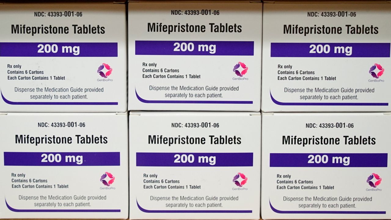 Boxes of the drug mifepristone sit on a shelf at the West Alabama Women's Center in Tuscaloosa, Ala., March 16, 2022. Health and Human Services Secretary Xavier Becerra on Sunday, April 9, 2023, stressed that women for now continue to have access to the abortion medication mifepristone after the Texas judge stayed his ruling for a week so federal authorities could file a challenge. The drug was approved by the FDA in 2000. (AP Photo/Allen G. Breed)