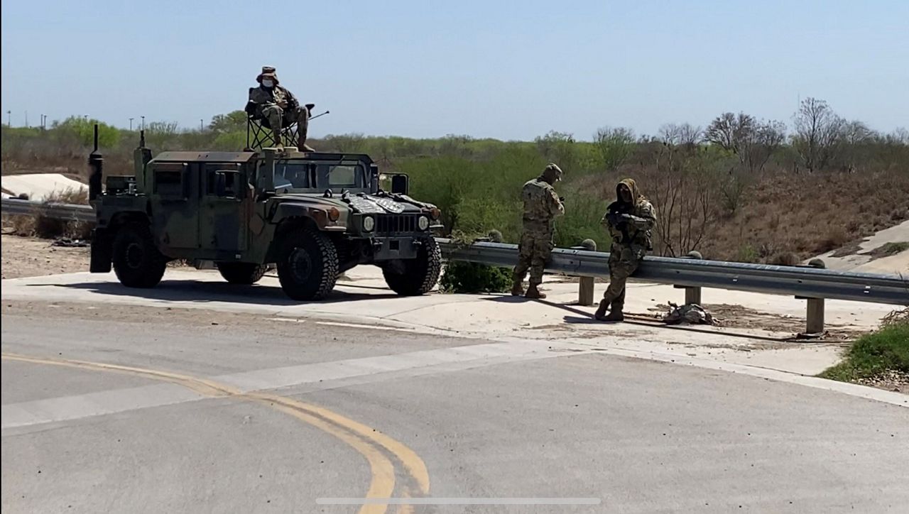 Members of the Texas National Guard appear in Roma, Texas, in this image from March 2021. (Spectrum News 1)