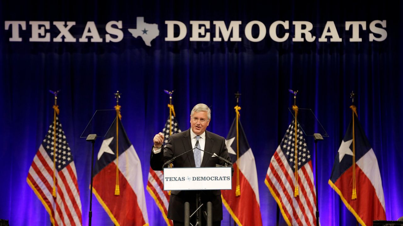 Texas comptroller hopeful Mike Collier speaks during the Texas Democratic Convention in Dallas, Saturday, June 28, 2014. (AP Photo/LM Otero)