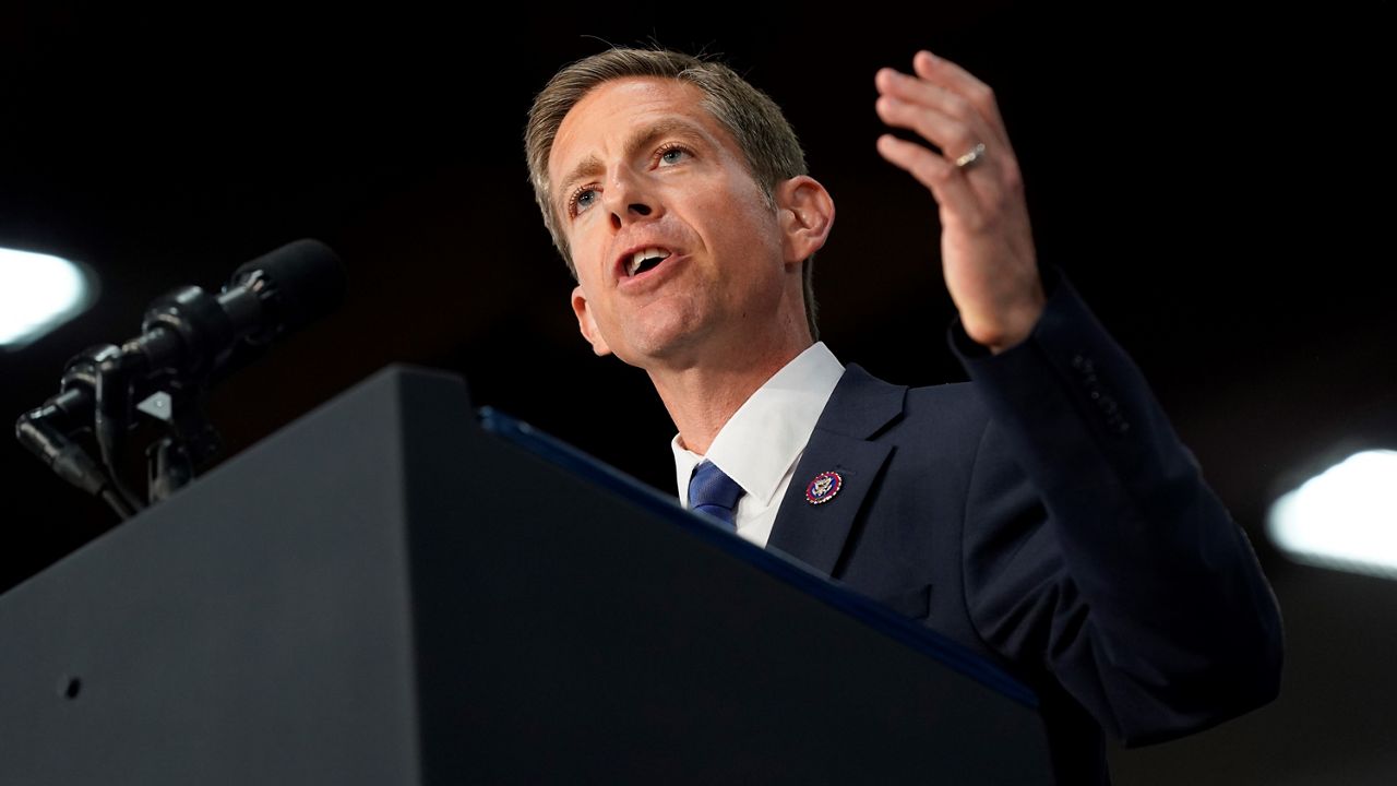 Rep. Mike Levin, D-Calif., speaks ahead of President Joe Biden at a campaign event in support Levin, Thursday, Nov. 3, 2022, in San Diego. (AP Photo/Patrick Semansky)