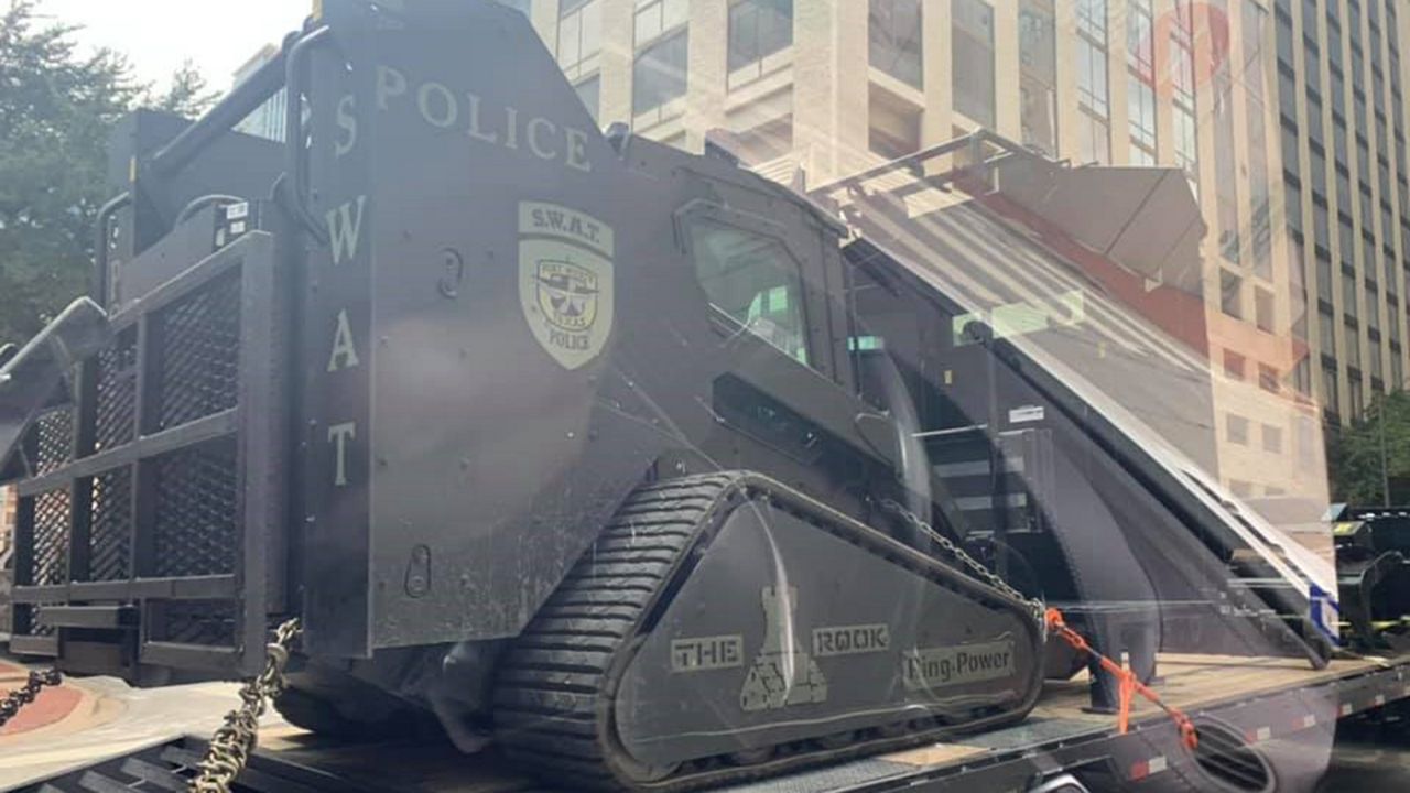 Heavy-duty equipment was recently offloaded in downtown Fort Worth. 