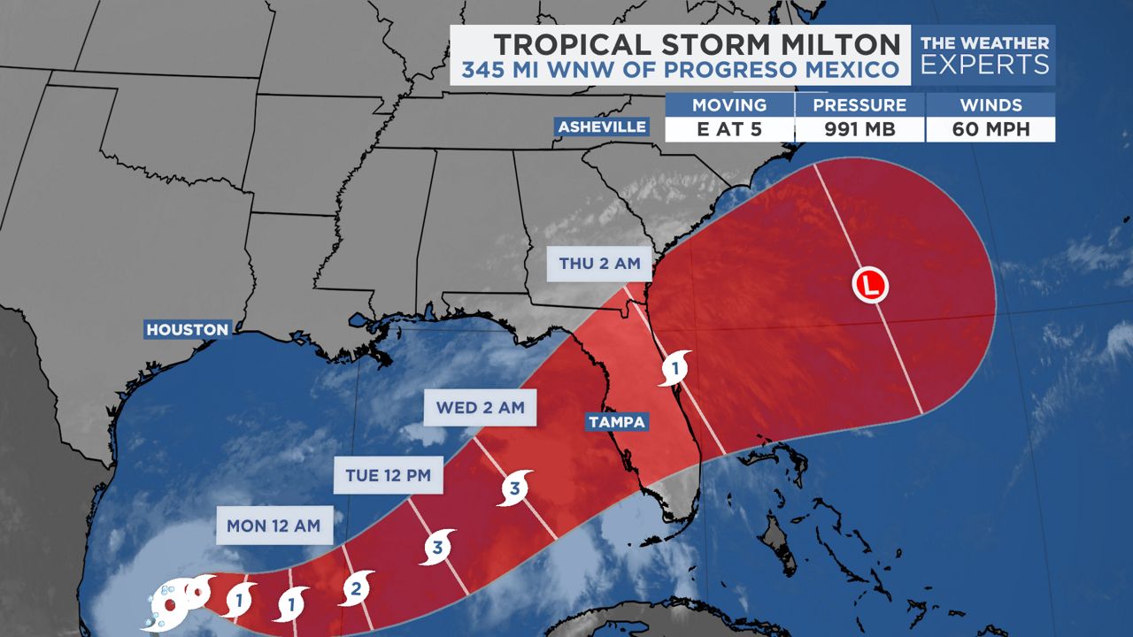 Tropical Storm Milton Forecast Cone (Spectrum News)