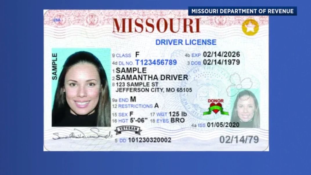 Sample of a Missouri driver's license. (Courtesy: Missouri Dept. of Revenue)