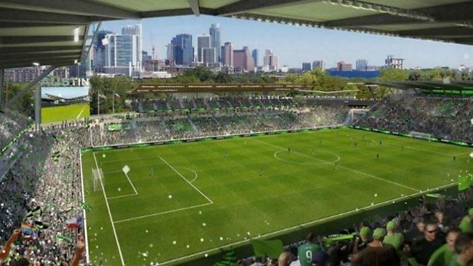 Rendering of a proposed Major League Soccer stadium in Austin's Butler Shores Park. (Source: Precourt Sports Ventures)