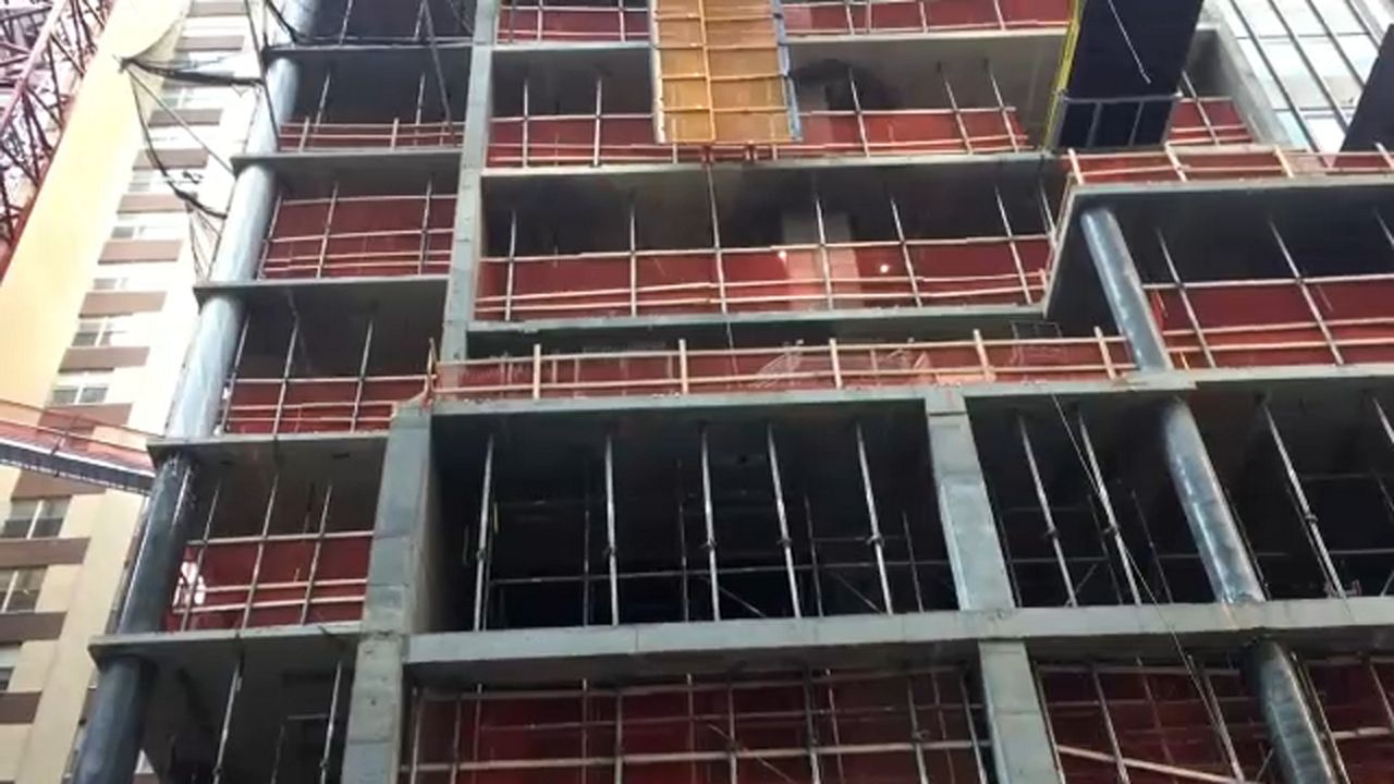 Manhattan scaffolding falls strikes person Tribeca