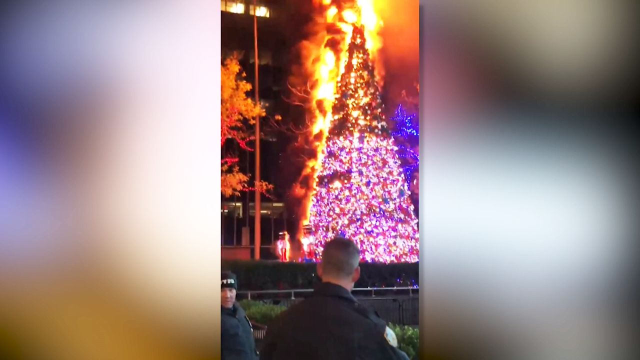 Christmas Tree Set On Fire Outside Fox News Studios