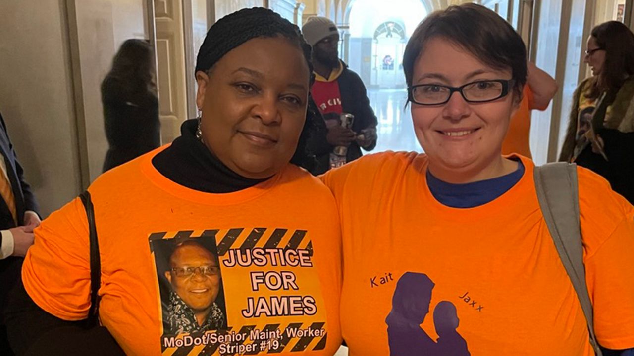Bridgit Brooks and Tabatha Moore are pushing for new laws after their loved ones were killed in a crash while working in a MoDOT work zone. (Spectrum News/Gregg Palermo)
