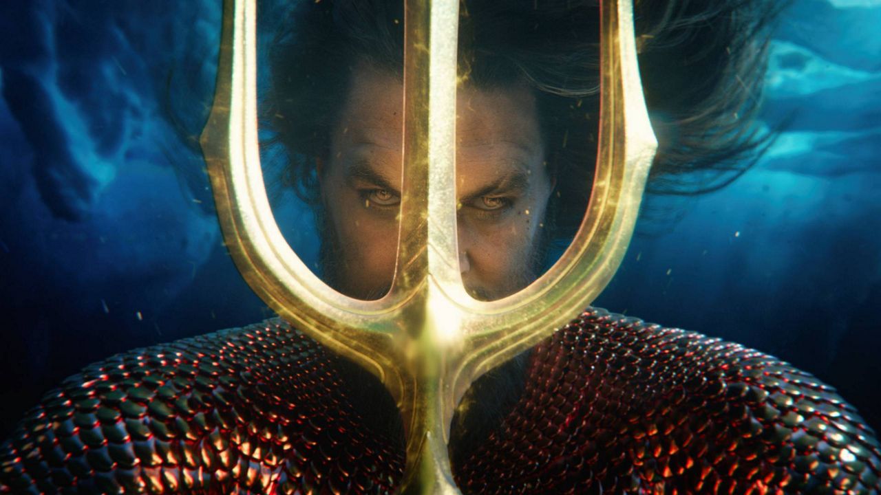 This image released by Warner Bros. Pictures shows Jason Momoa in a scene from "Aquaman and the Lost Kingdom." (Warner Bros. Pictures via AP)