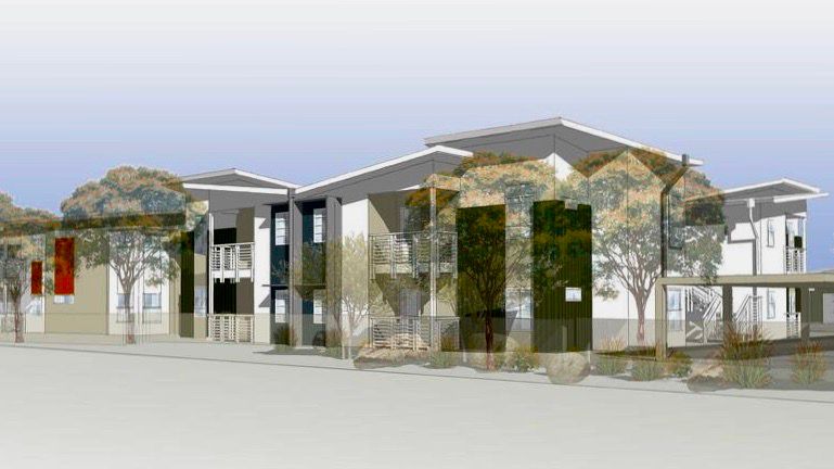 Rendering of Community Housing Opportunities Corp.'s Monarch Apartment Homes in Palm Springs, Calif. (Courtesy Interactive Design Corp.)