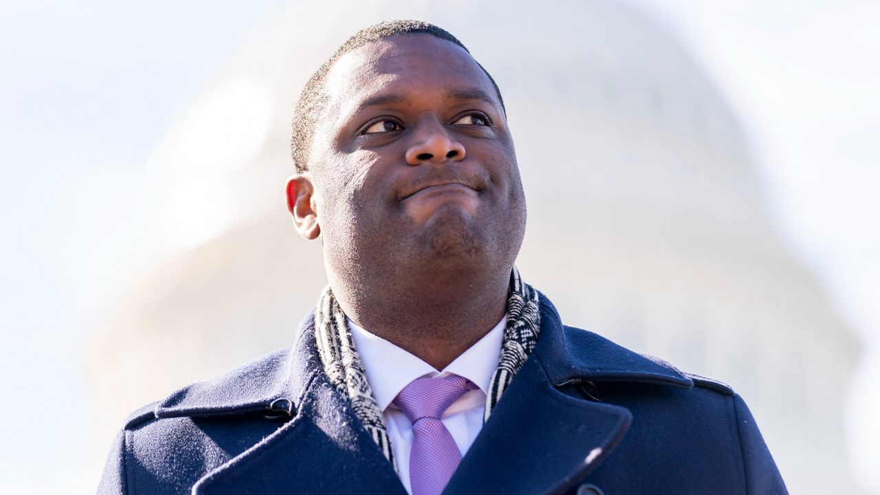 Hudson Valley Rep. Mondaire Jones announced he plans to run for a seat in Lower Manhattan and Brooklyn, setting up a primary with former Mayor Bill de Blasio and other elected officials. (AP Photo/Andrew Harnik)