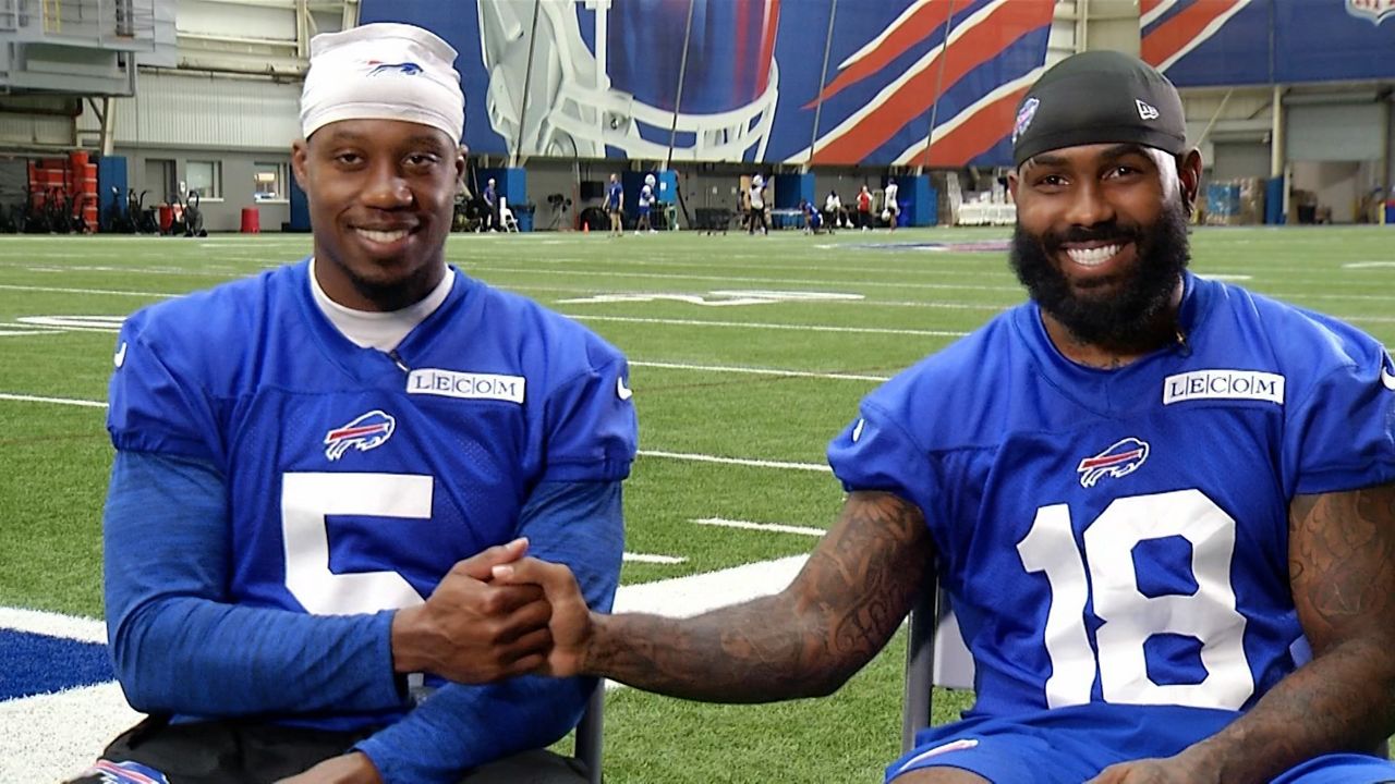 Bills receivers Joshua Palmer and Elijah Moore (Spectrum News 1/Andy Young Photo)
