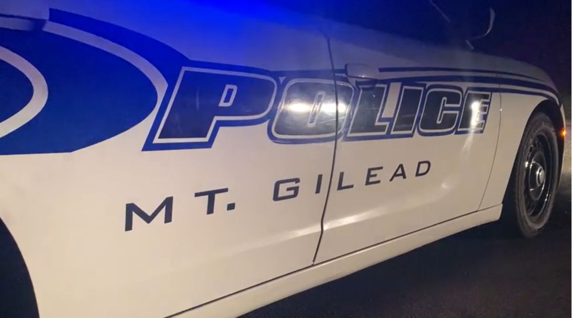 Mt. Gilead police on the scene of where a Morrow County sheriff's deputy was shot and killed Monday evening while responding to a domestic situation. (Spectrum News 1)