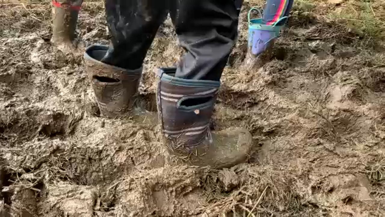 Wellies in deep on sale mud