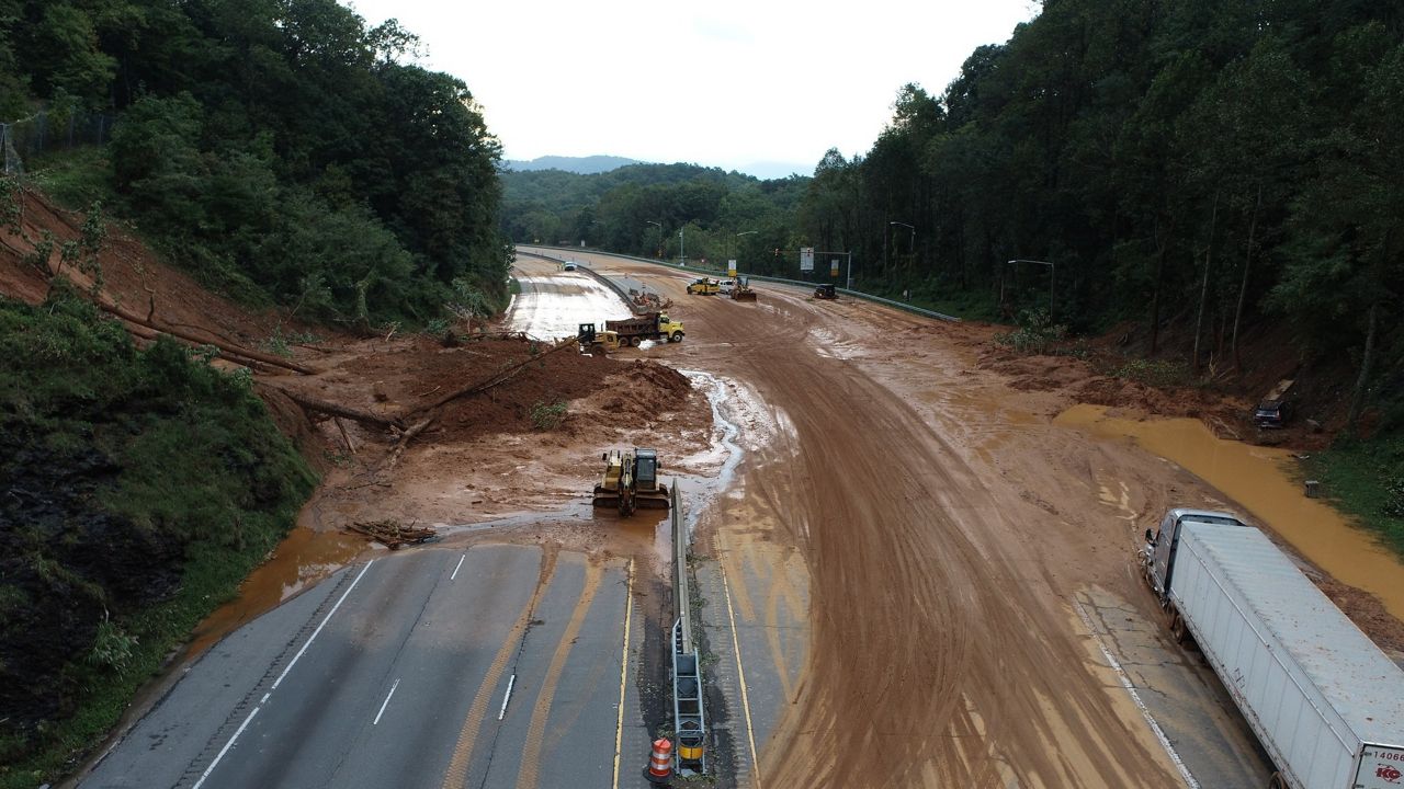 Mudslides and flooding from Helene closed Interstate 40 in western North Carolina for days. (NCDOT)