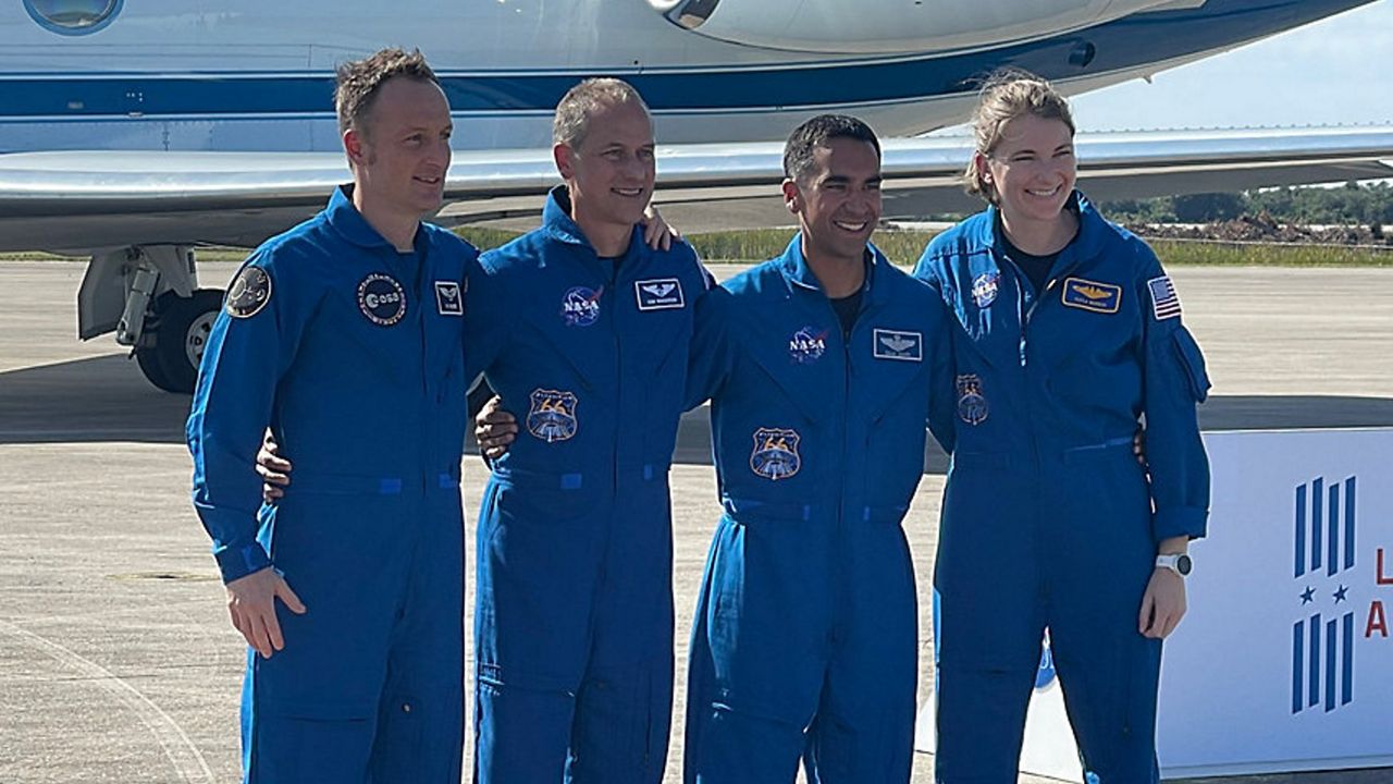 The astronauts for the Crew-3 mission arrive at Kennedy Space Center ahead of this weekend's launch. (Spectrum News/Greg Pallone)
