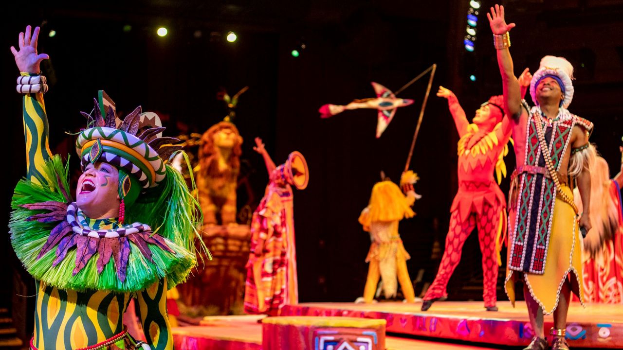 “A Celebration of Festival of the Lion King” will debut May 15, 2021, at Disney’s Animal Kingdom. The show, presented in a modified format, features music and characters from "The Lion King." (Matt Stroshane/Disney)