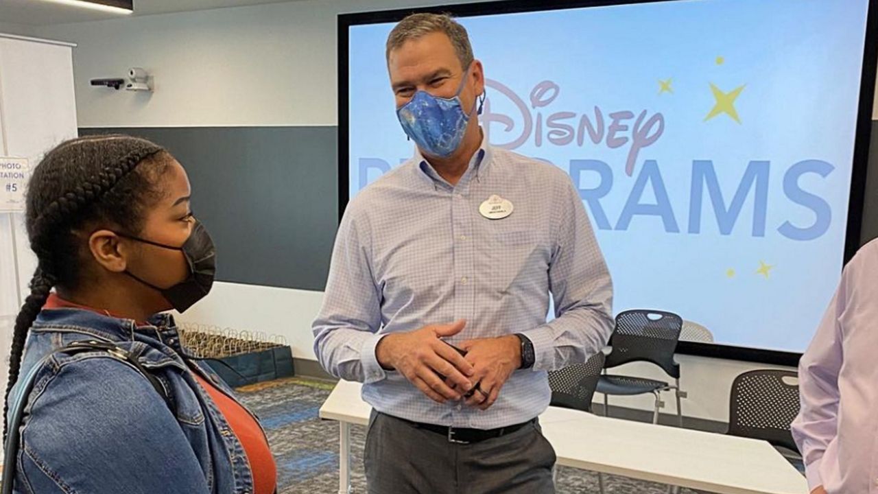 Walt Disney World president Jeff Vahle, right, welcomes participants to the Disney College Program. (Jeff Vahle/Instagram)