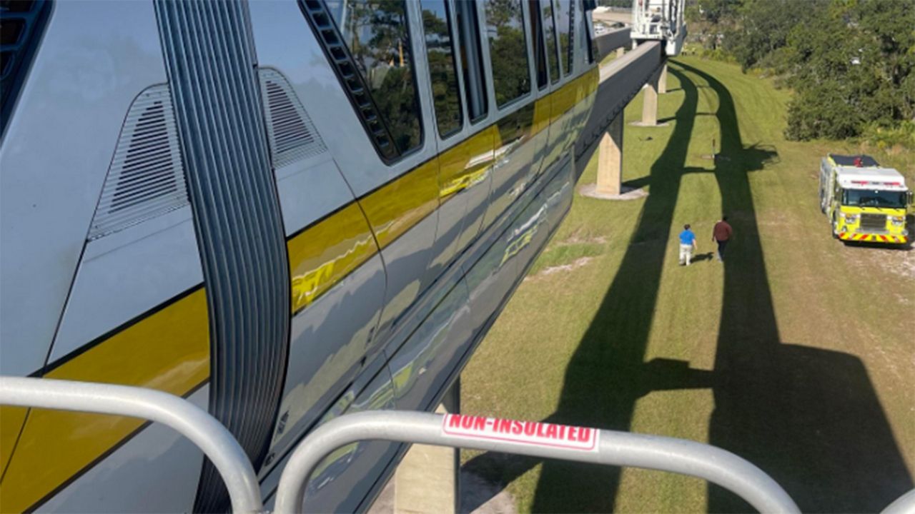 Monorail yellow at Disney World was evacuated Oct. 31, 2023, after the train became stuck after a flat tire. (Photo: Kris Lenk)