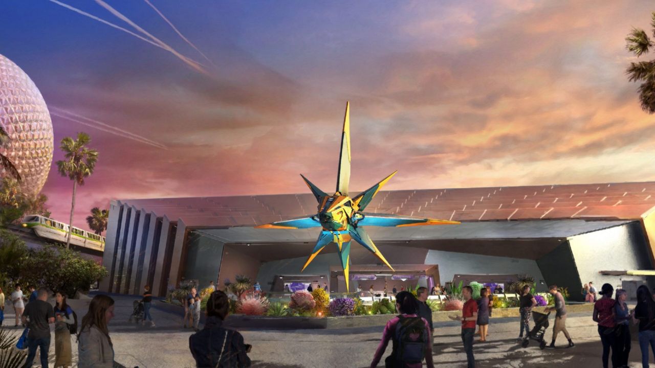 Concept art of Guardians of the Galaxy: Cosmic Rewind, the indoor roller coaster attraction coming to Epcot. (Disney)