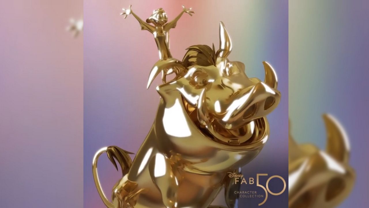 Timon and Pumbaa "Fab 50" sculpture coming to Disney's Animal Kingdom for Disney World's 50th anniversary celebration. (Disney/Instagram)