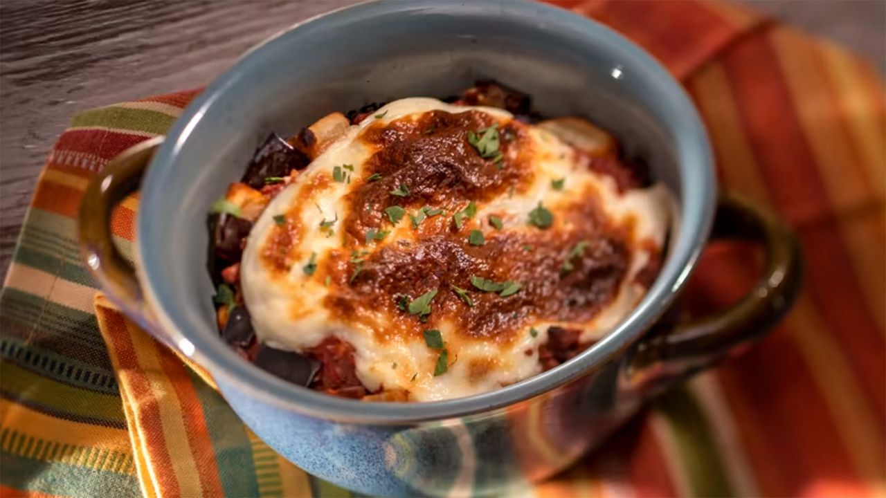 Plant-based Impossible Moussaka is a new item at the Greece global marketplace. (Photo: Disney)