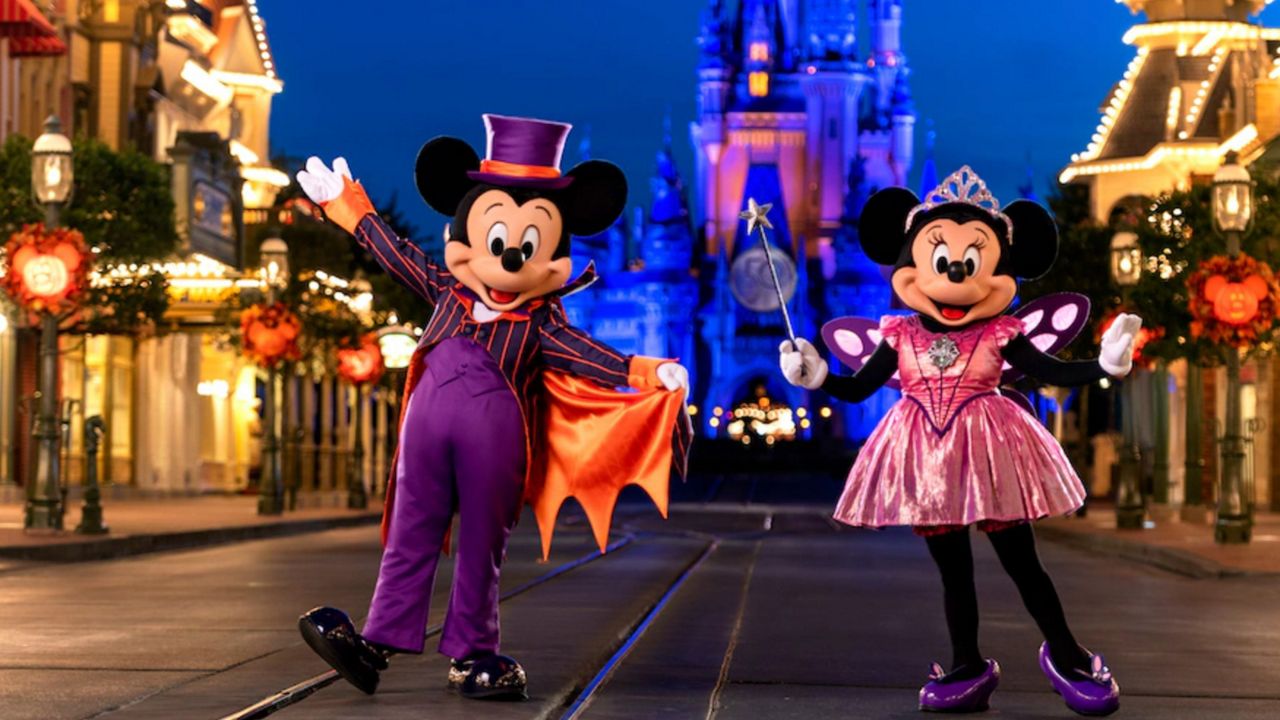 Mickey and Minnie Mouse dressed for Mickey's Not-So-Scary Halloween Party at Magic Kingdom. (Photo courtesy: Disney)
