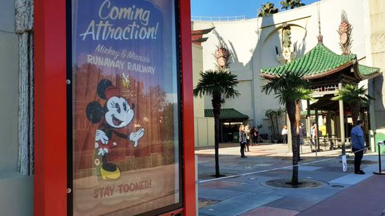 Outside the Chinese Theater, where Mickey and Minnie's Runaway Railway is set to open in 2020. (Ashley Carter/Spectrum News)