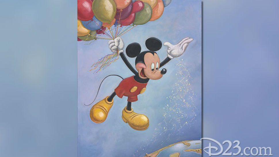 Mickey Mouse's birthday portrait titled "Spreading Happiness Around the World" created by animator Mark Henn. (D23)
