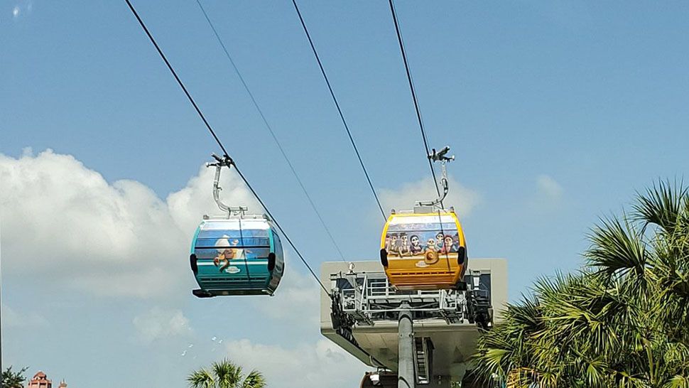 Disney Skyliner gondolas out on one of the lines. (Ashley Carter/Spectrum News)