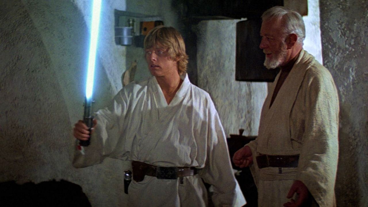 Luke Skywalker is introduced to a lightsaber in the original 1977 film "Star Wars." (Courtesy of Lucasfilm)